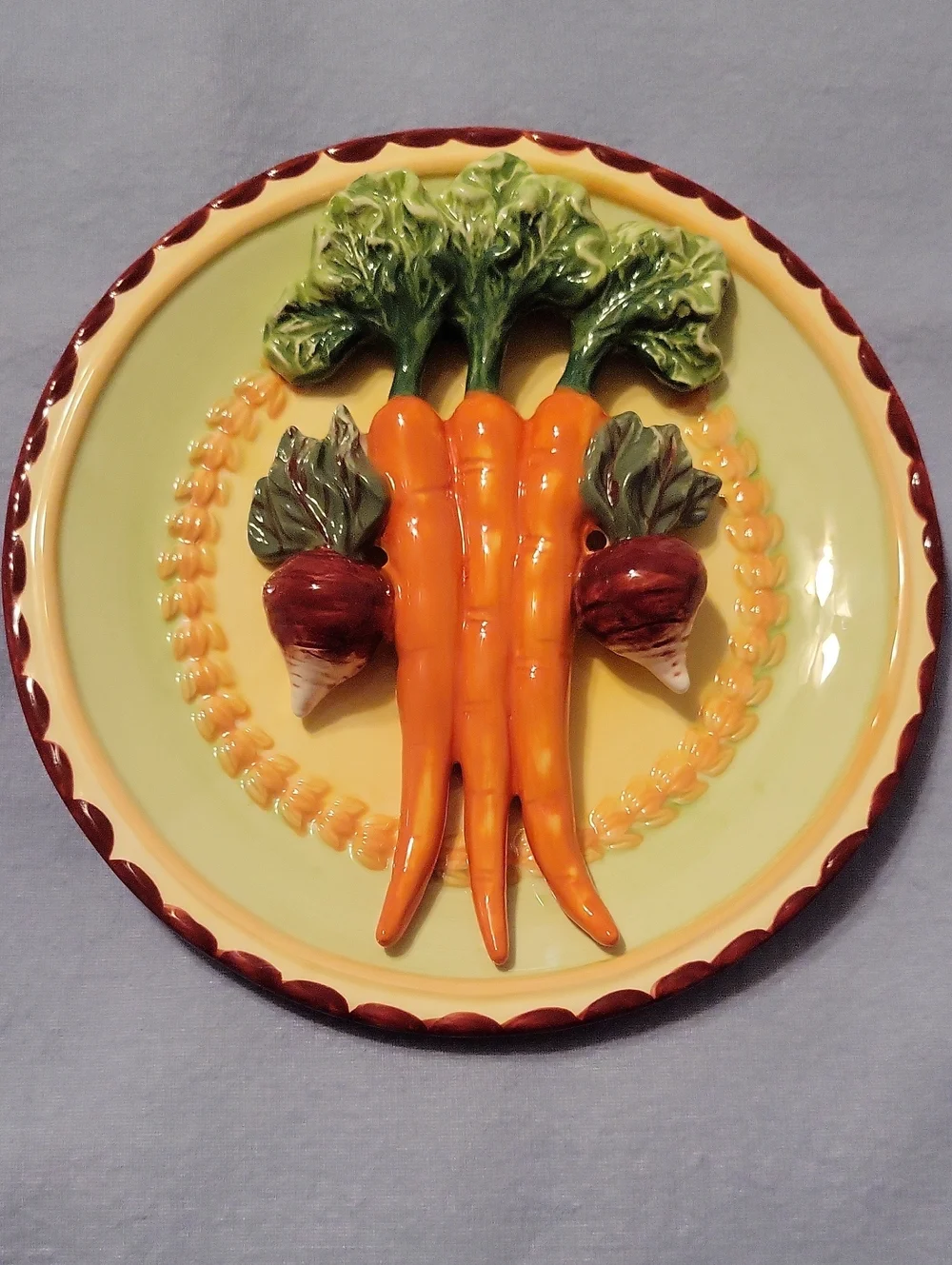 Vintage Bella Casa by Ganz Decorative Ceramic Vegetable Wall Plates Set Of Two